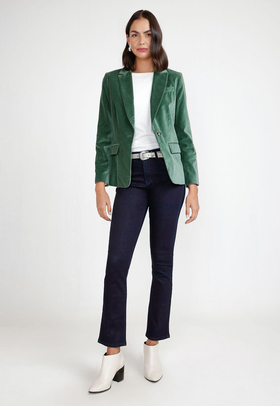 Blazer Mujer Algodón Verde-3