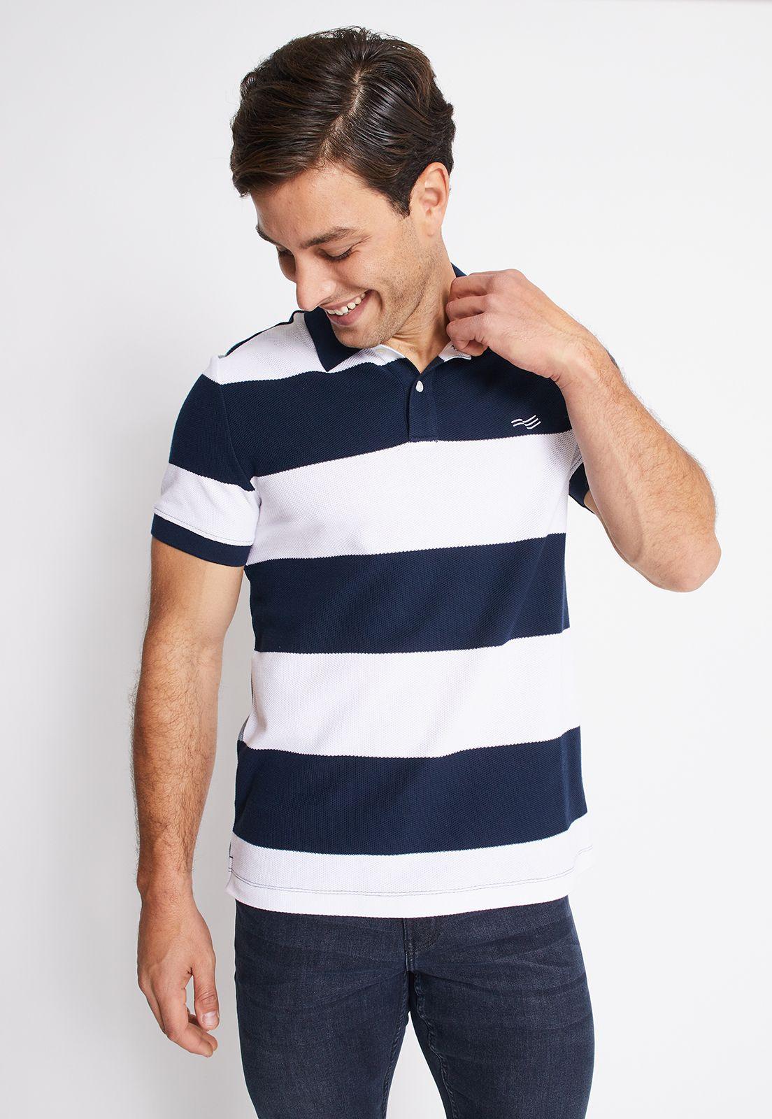 Polera Hombre Polo Rayada Navy-0