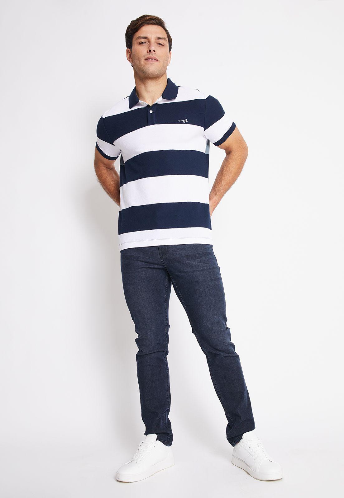 Polera Hombre Polo Rayada Navy-3