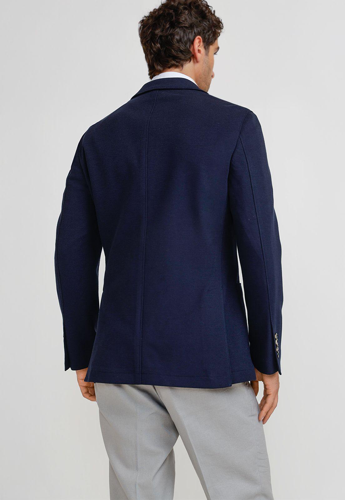 Chaqueta Hombre Tejida Basic Azul Marino-1