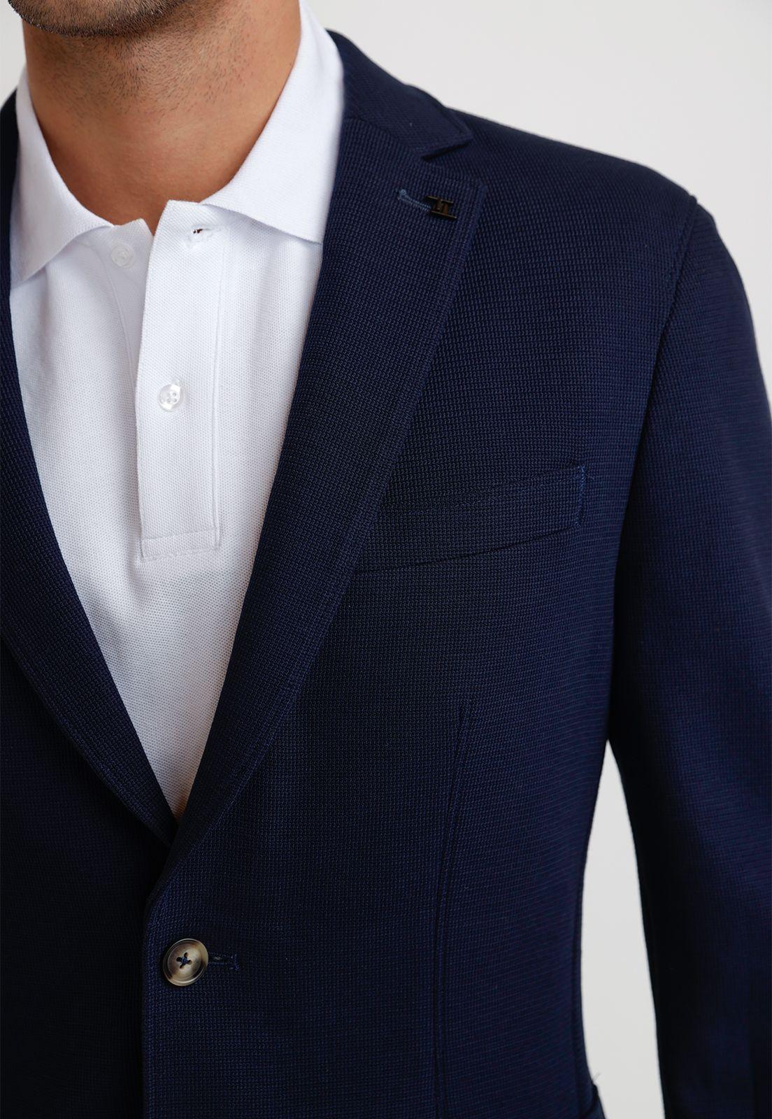 Chaqueta Hombre Tejida Basic Azul Marino-2