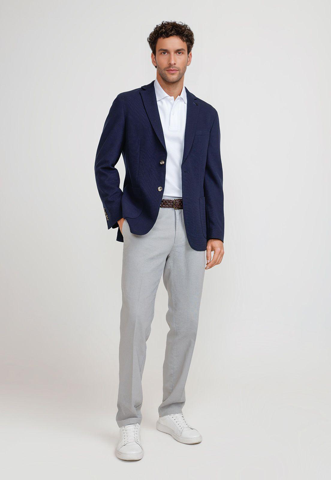 Chaqueta Hombre Tejida Basic Azul Marino-3