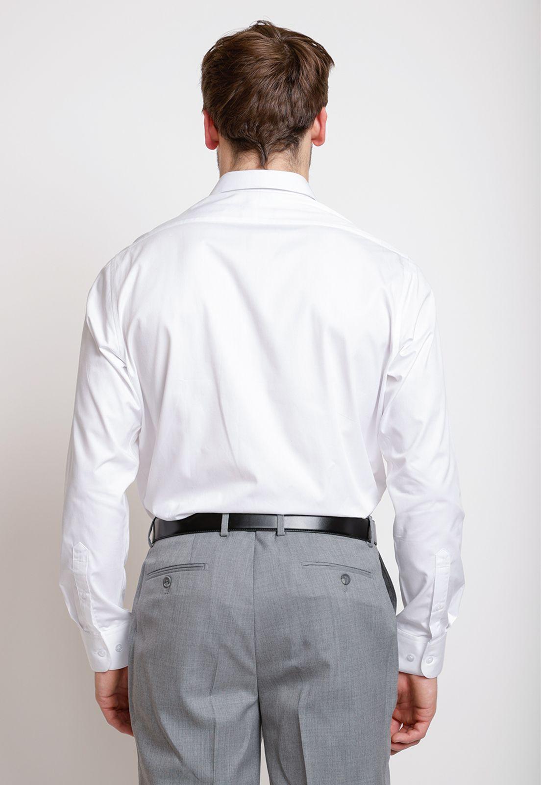 Camisa Formal Hombre Mezcla Algodón Slim Executive Blanco-1