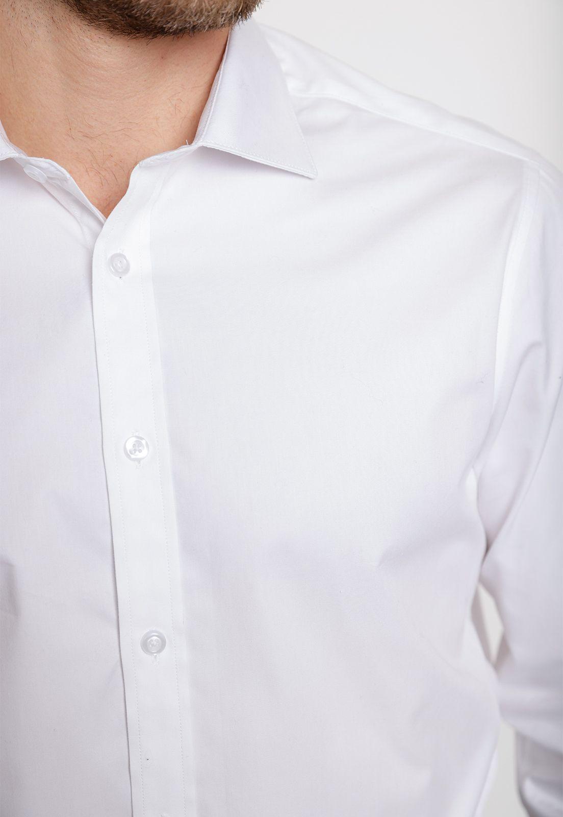 Camisa Formal Hombre Mezcla Algodón Slim Executive Blanco-2