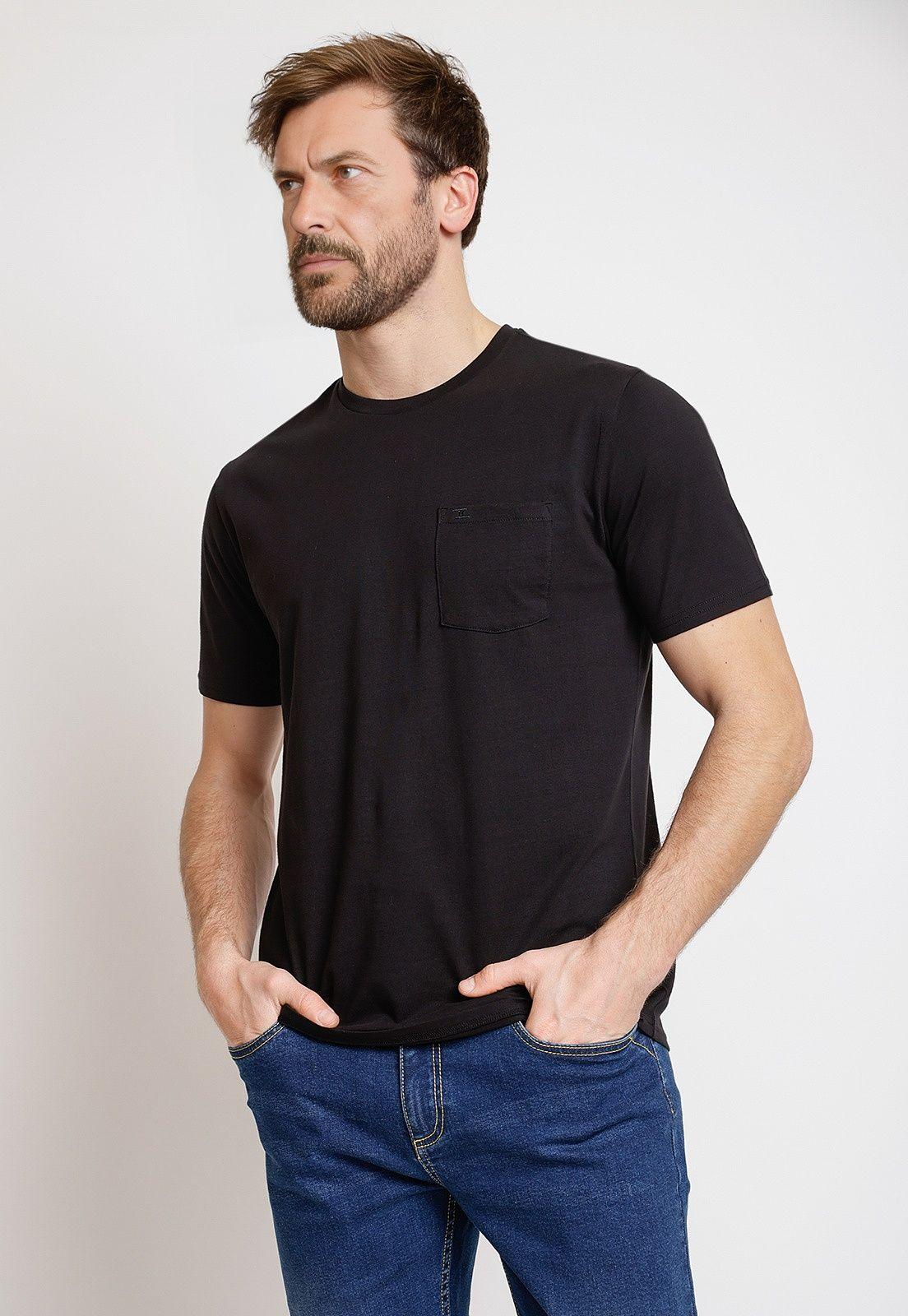 Polera Hombre Algodón Liso Slim Marcus Negro-0