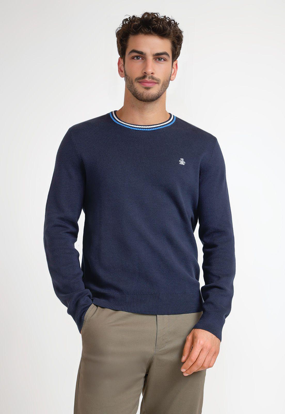 Tejido Hombre Algodón Cuello Redondo Navy-0