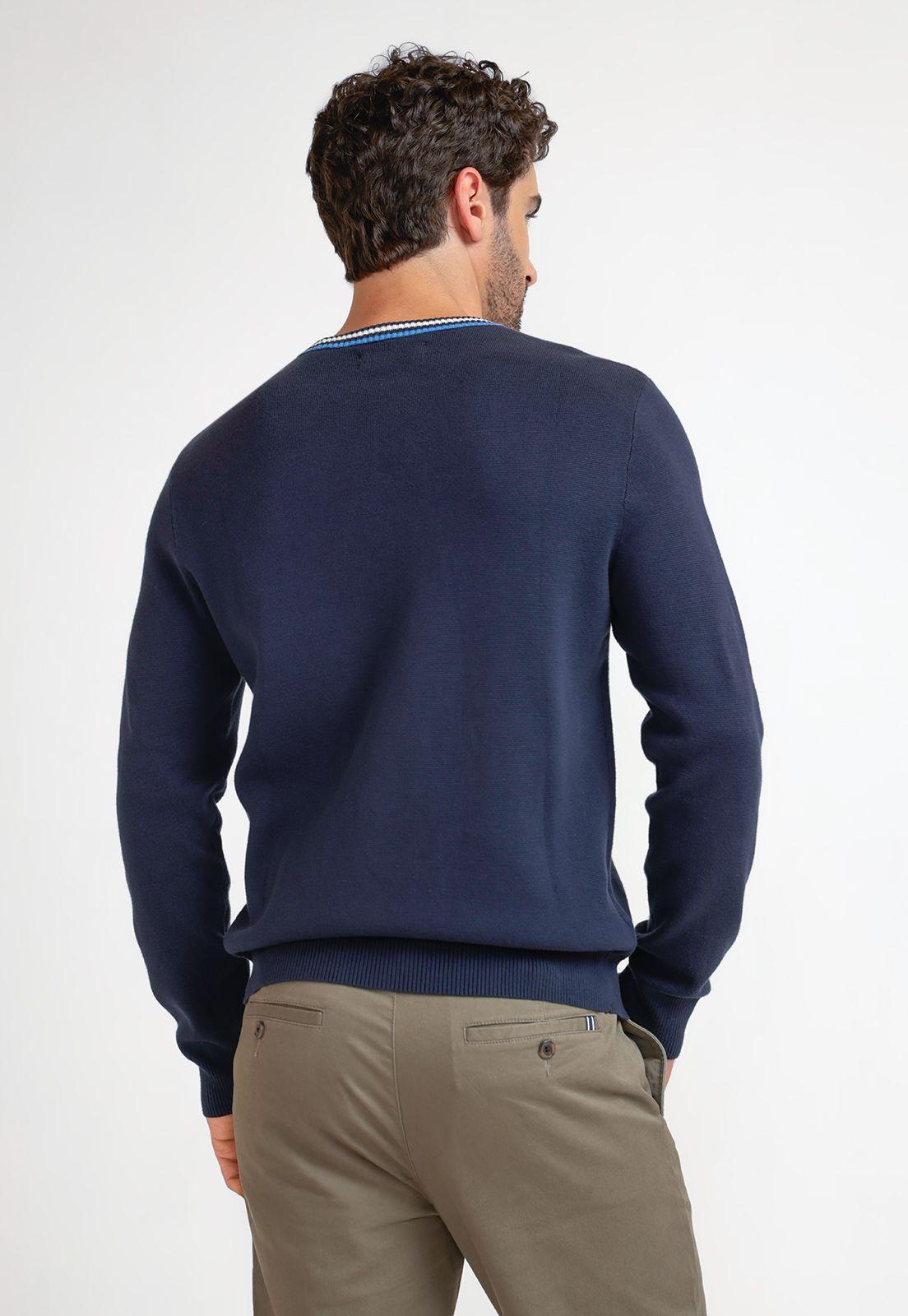 Tejido Hombre Algodón Cuello Redondo Navy-1