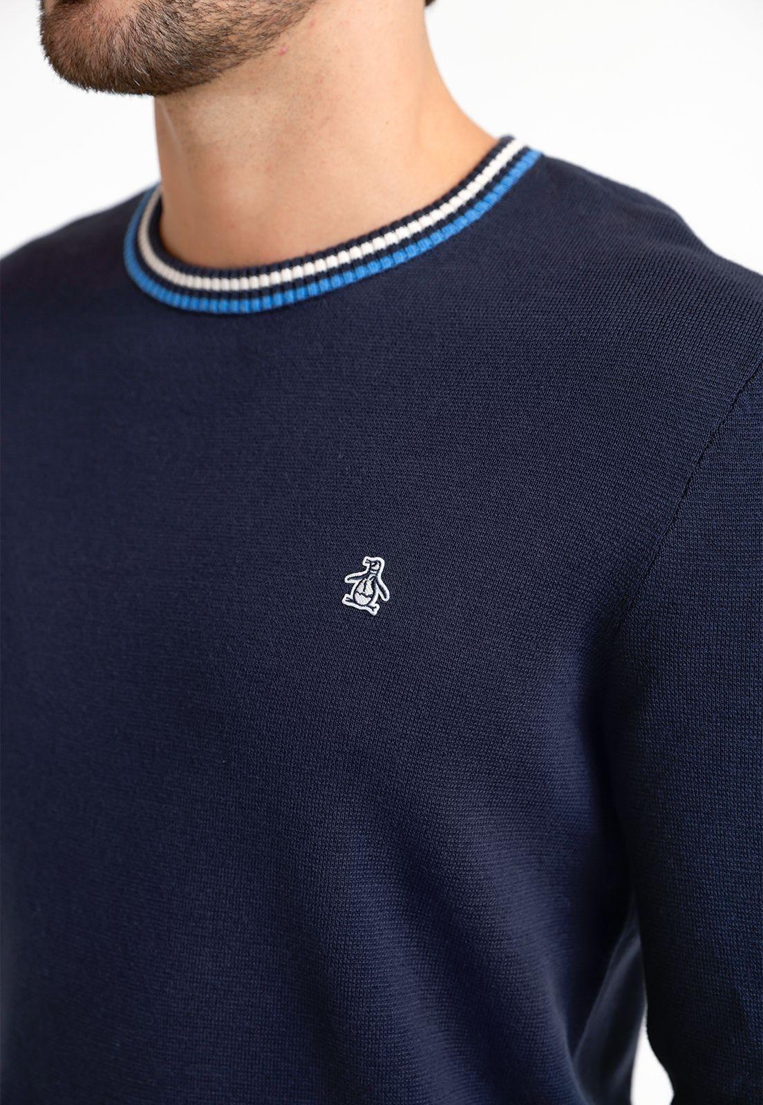 Tejido Hombre Algodón Cuello Redondo Navy-2