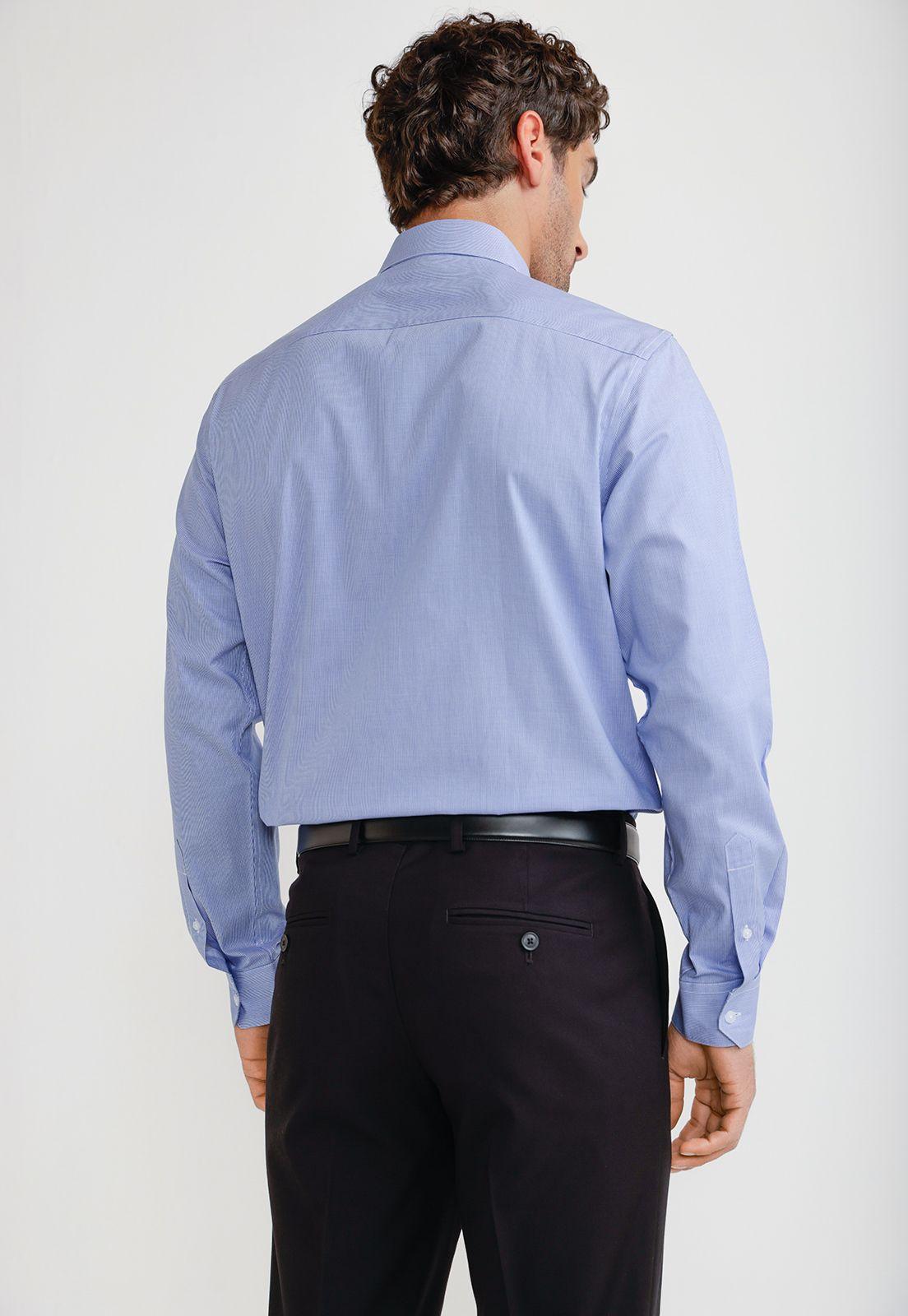 Camisa Hombre Formal Algodón Azul-1
