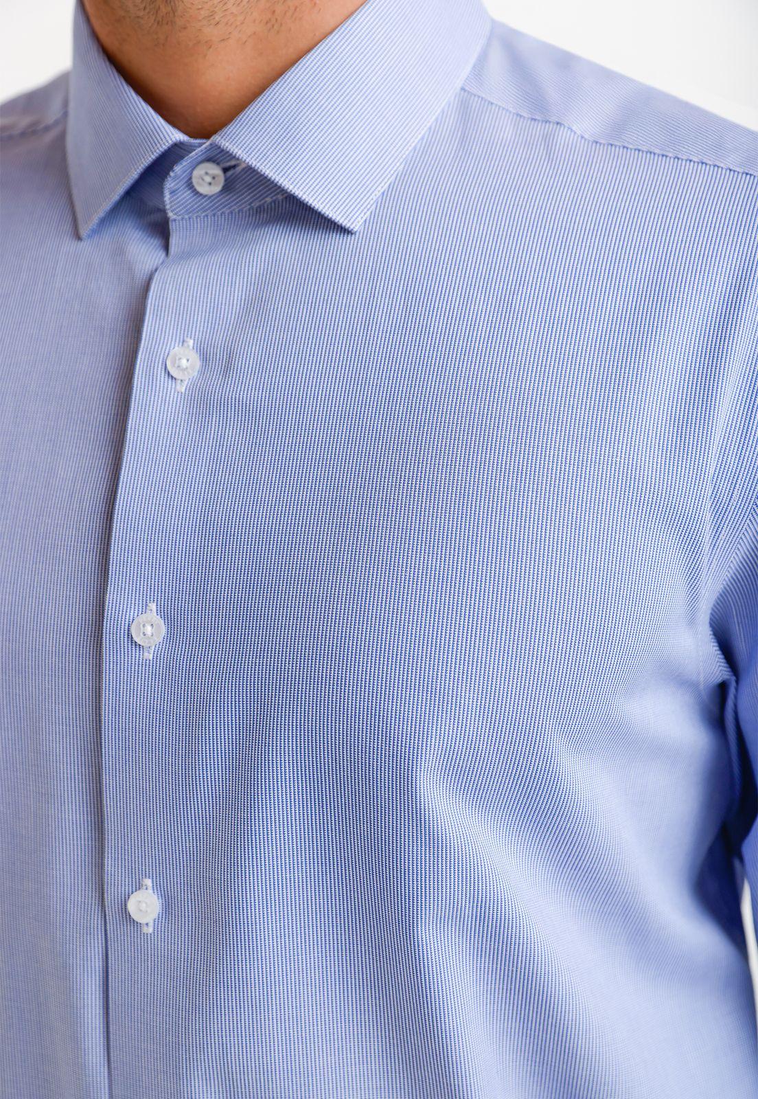 Camisa Hombre Formal Algodón Azul-2