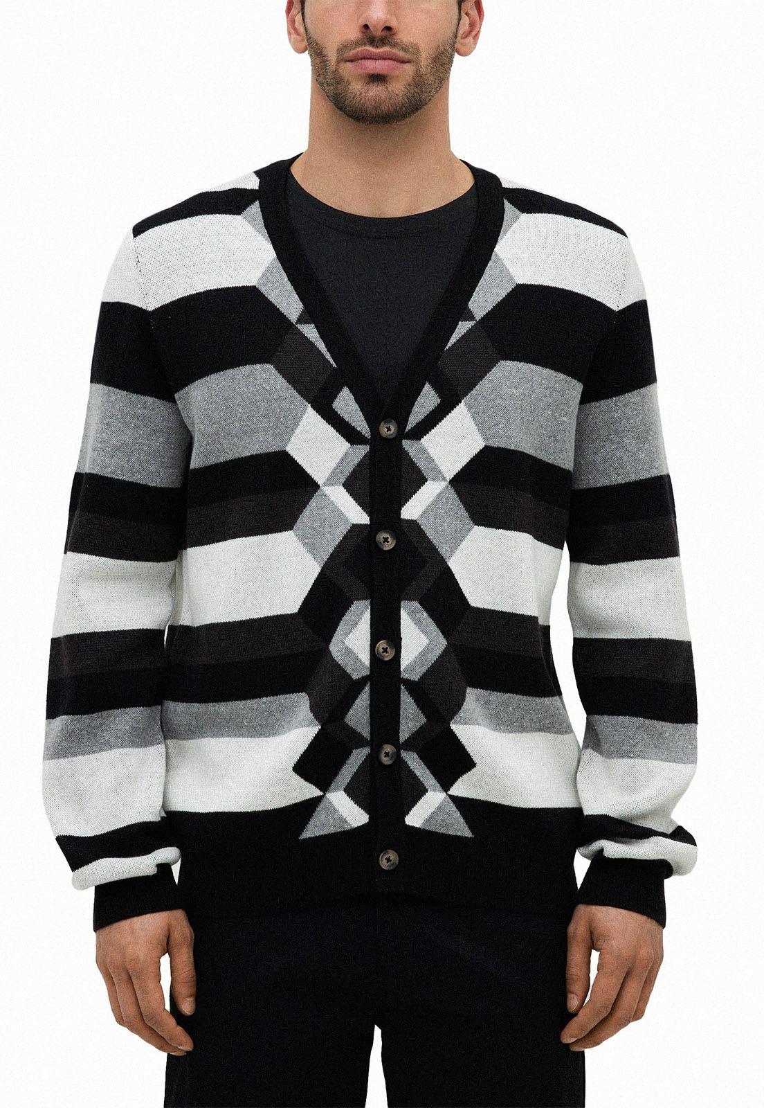Sweater Casual Botones Negro-0