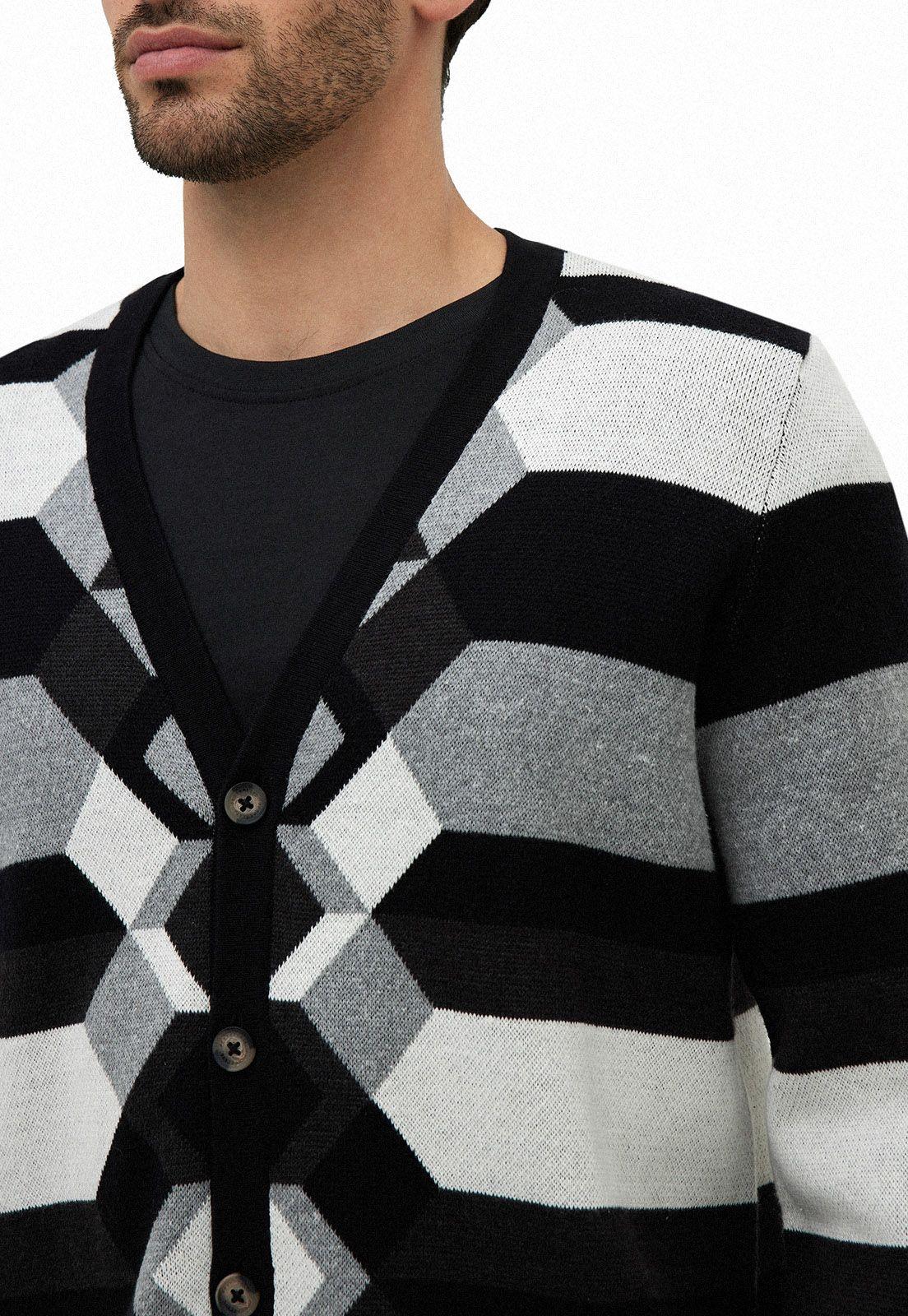 Sweater Casual Botones Negro-2