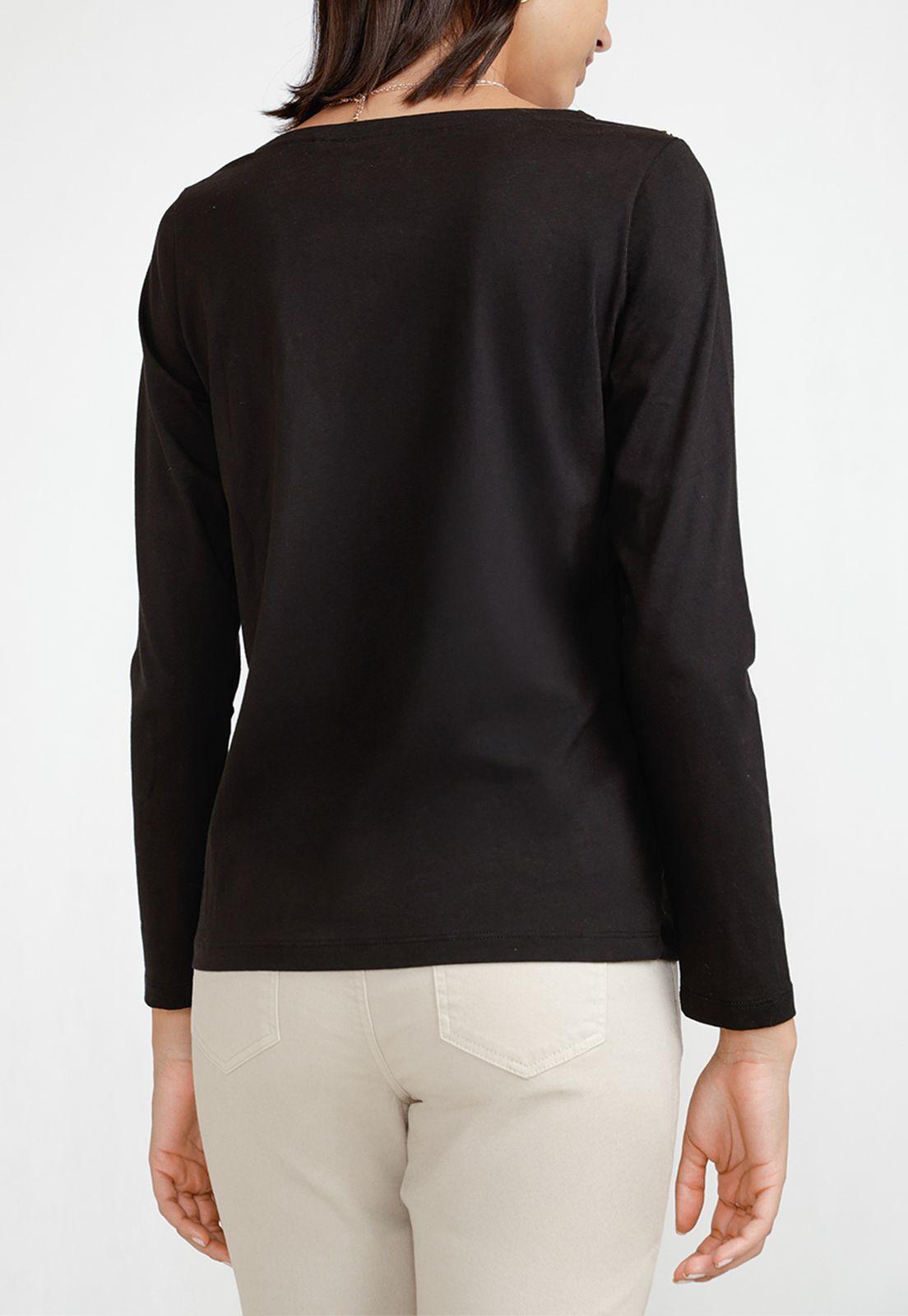 Polera Manga Larga Mujer Algodón Peruano Negro-1