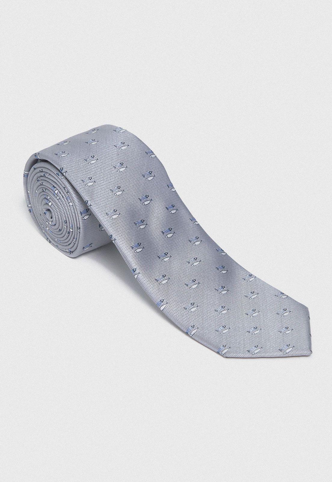 Corbata Formal Hombre Seda Estampado Executive Gris-0