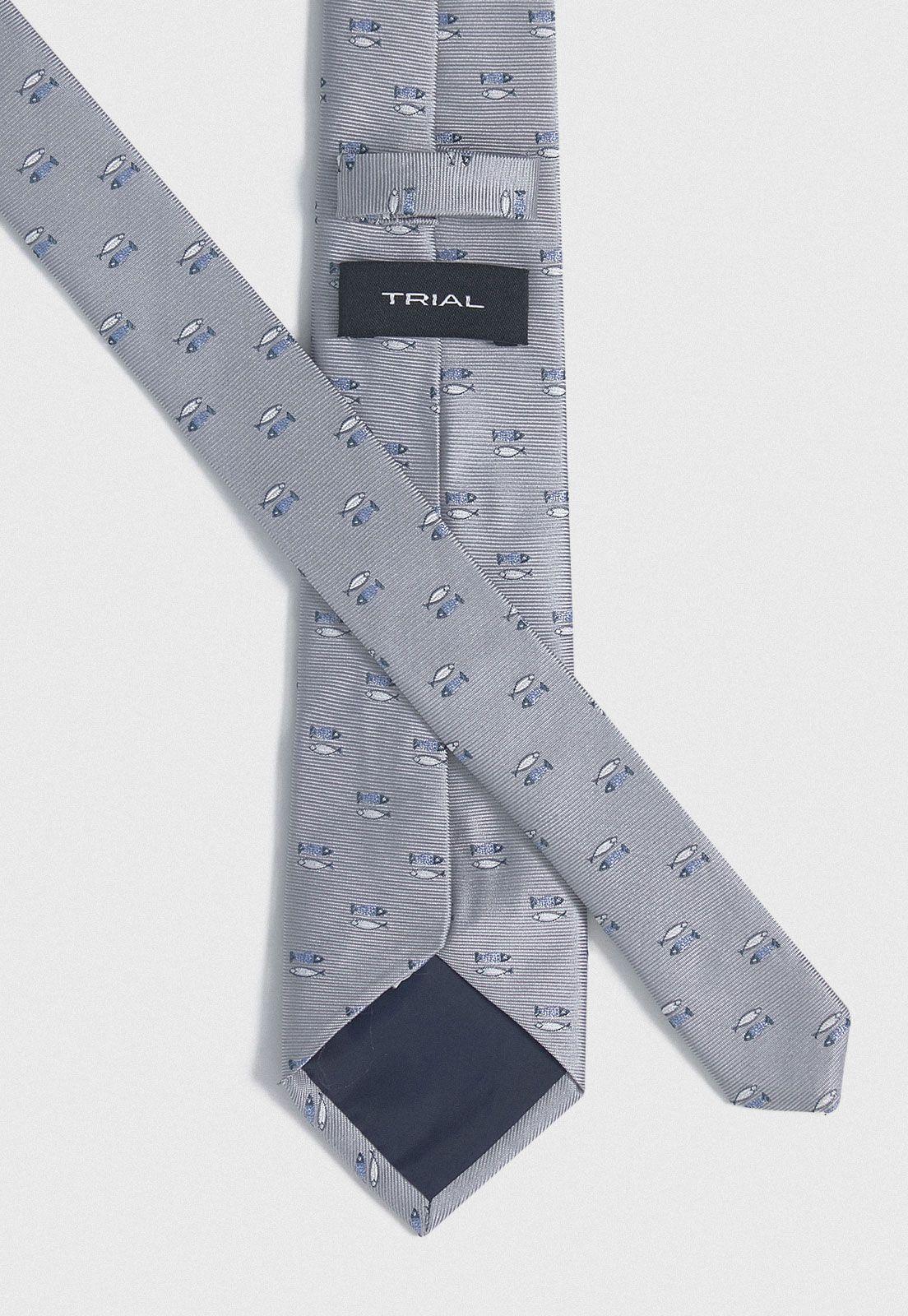 Corbata Formal Hombre Seda Estampado Executive Gris-2