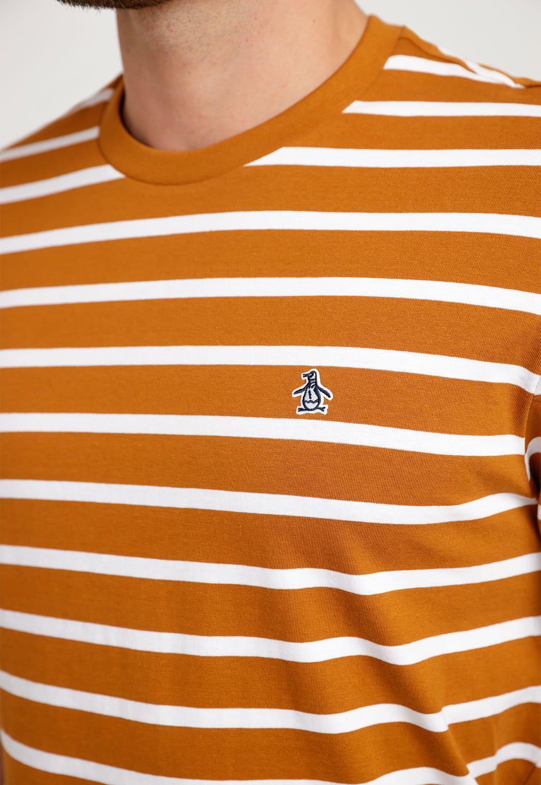 Polera De Hombre Algodón Orgánico Rayas Mostaza-2