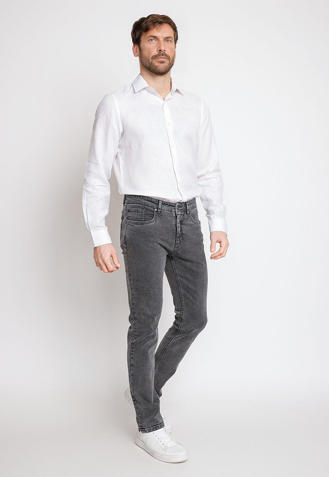 Jeans Hombre Algodón Liso Slim Naze Gris-3