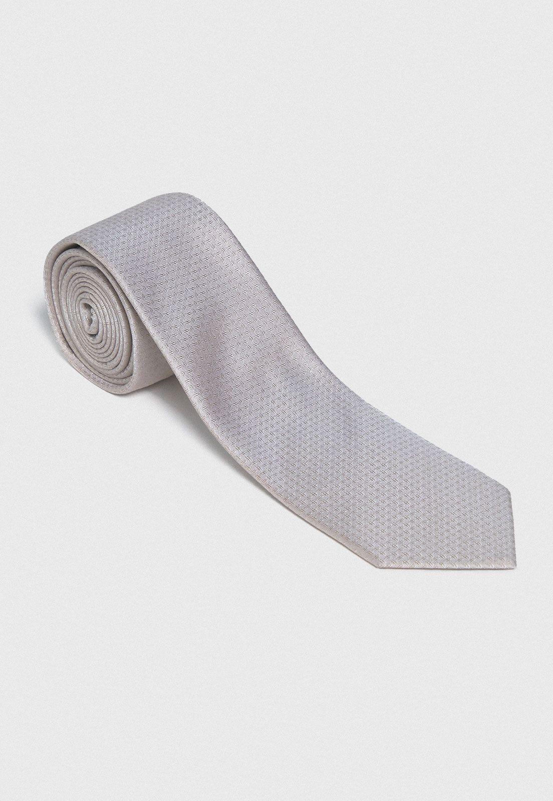 Corbata Formal Hombre Seda Microdiseño Executive Crema-0
