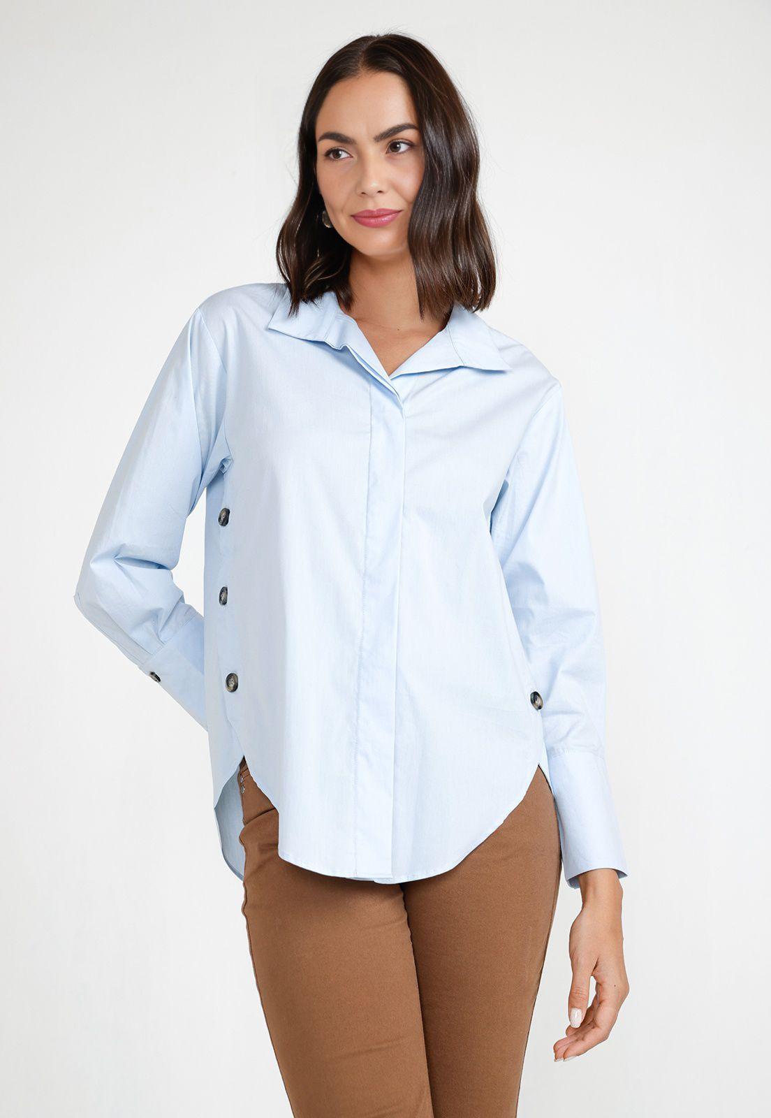 Blusa Mujer Algodón Celeste-0