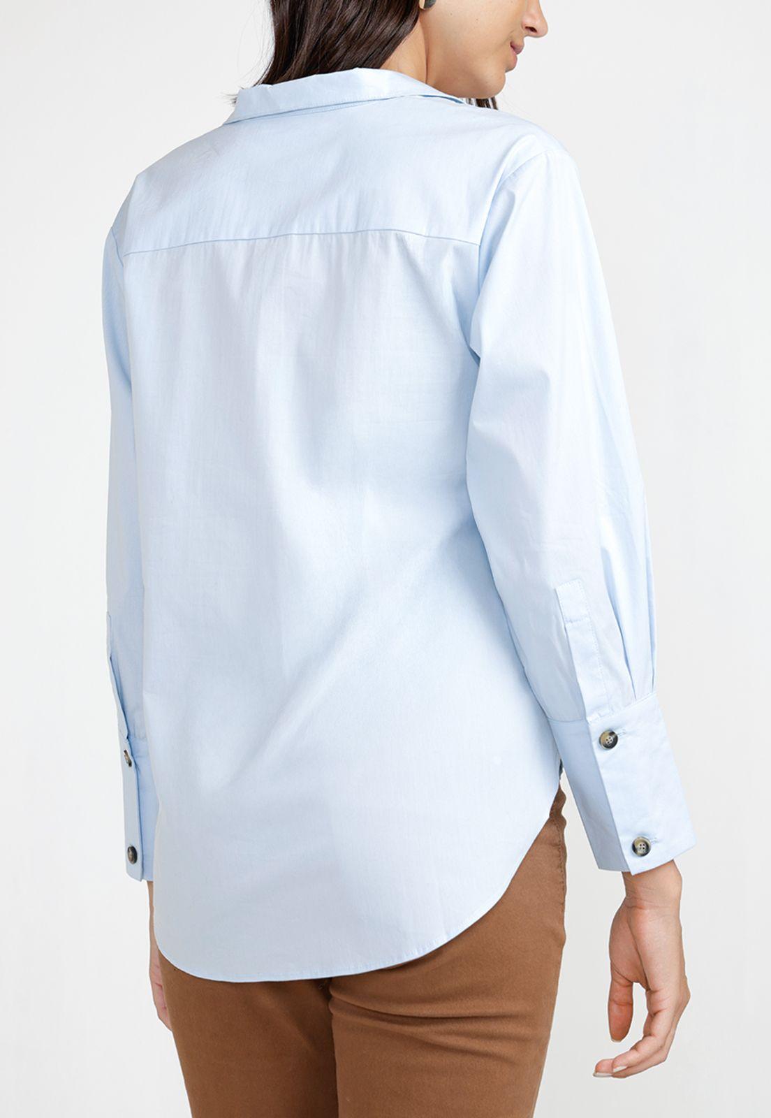 Blusa Mujer Algodón Celeste-1