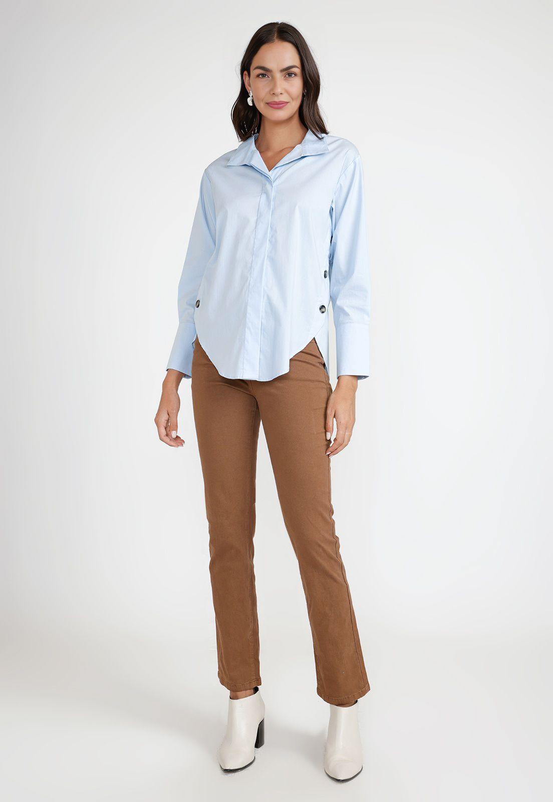 Blusa Mujer Algodón Celeste-3