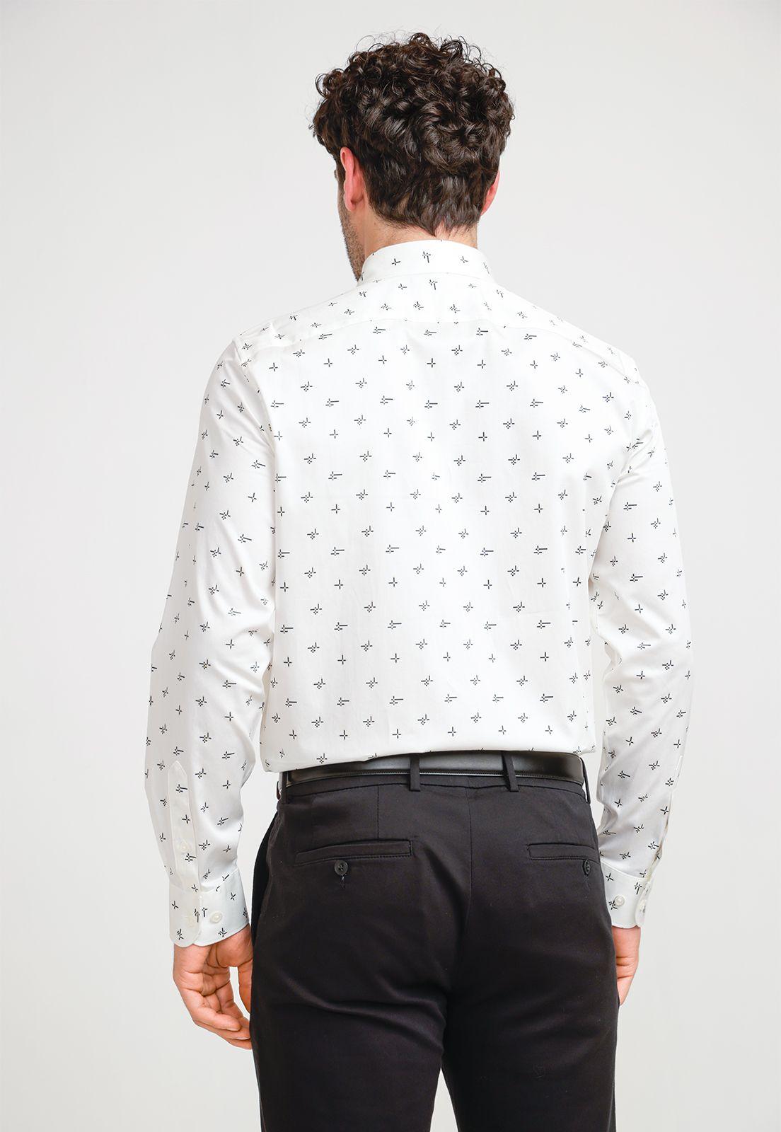 Camisa Hombre Stretch Estampada Beige-1