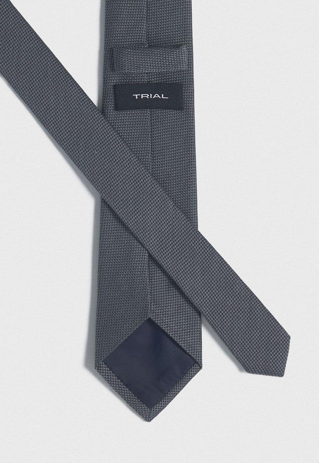 Corbata Formal Hombre Mezcla Seda Algodón Microdiseño Executive Gris Oscuro-2