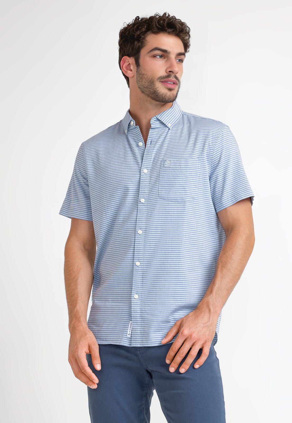 Camisa Hombre Manga Corta Celeste-0