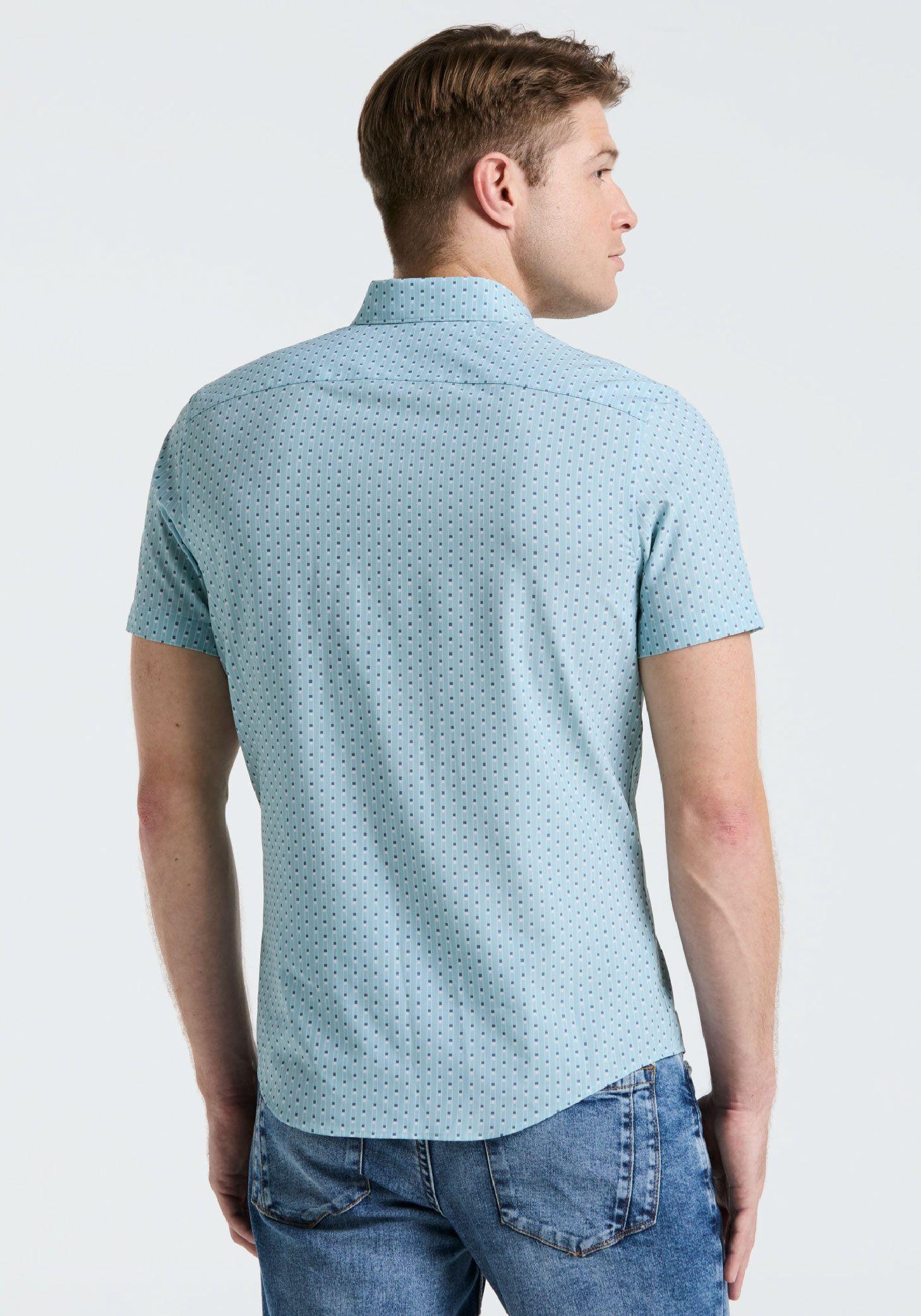 Camisa Hombre Manga Corta Total Stretch Verde Agua-1