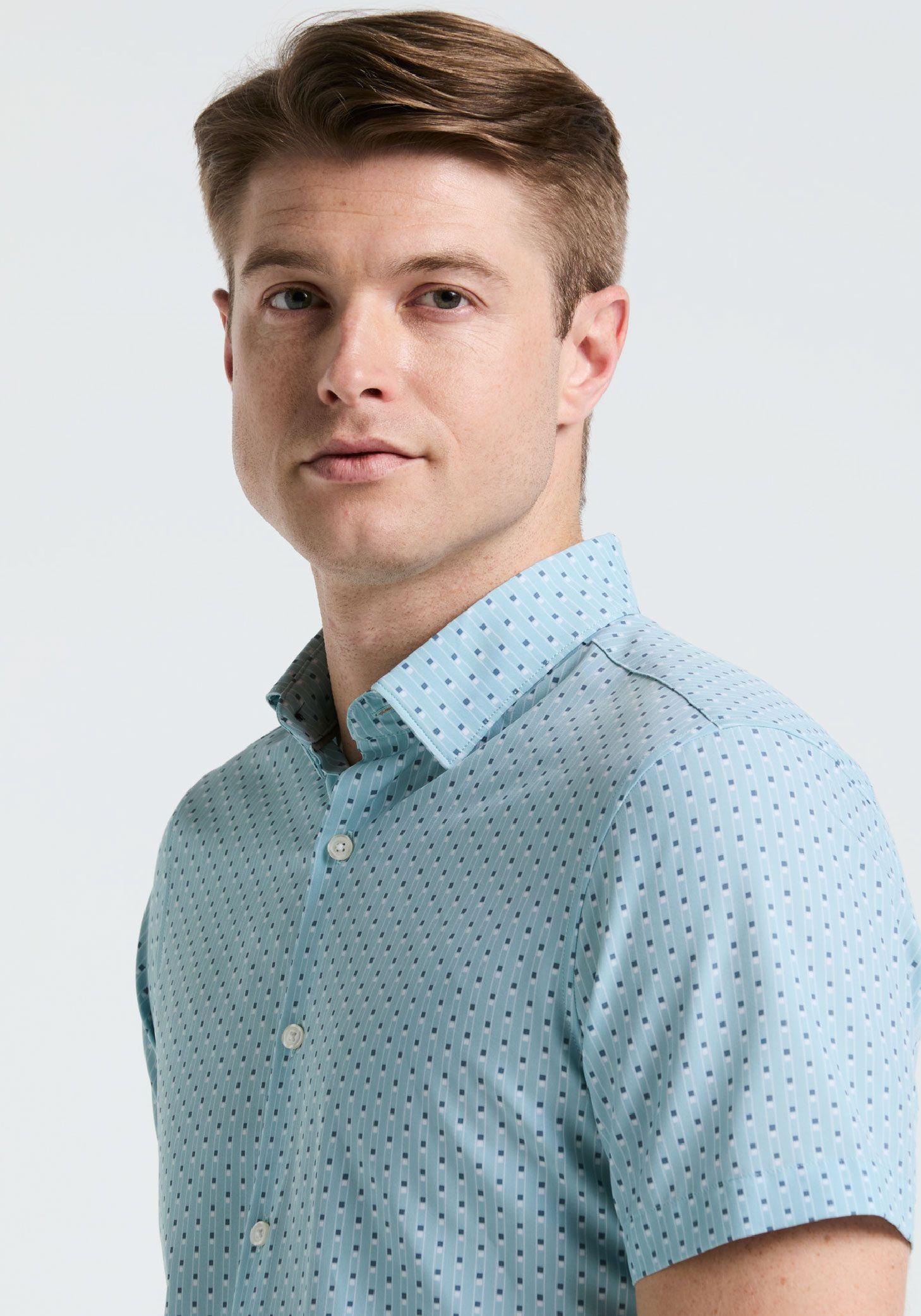 Camisa Hombre Manga Corta Total Stretch Verde Agua-2