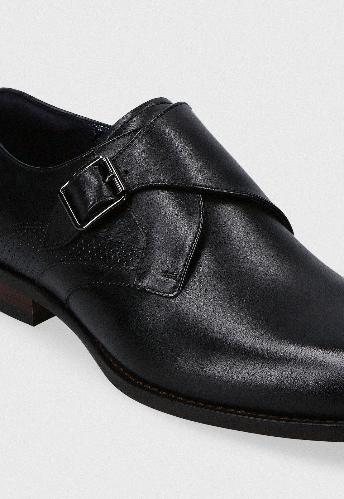 Zapato Formal Hebilla Cuero Negro-2