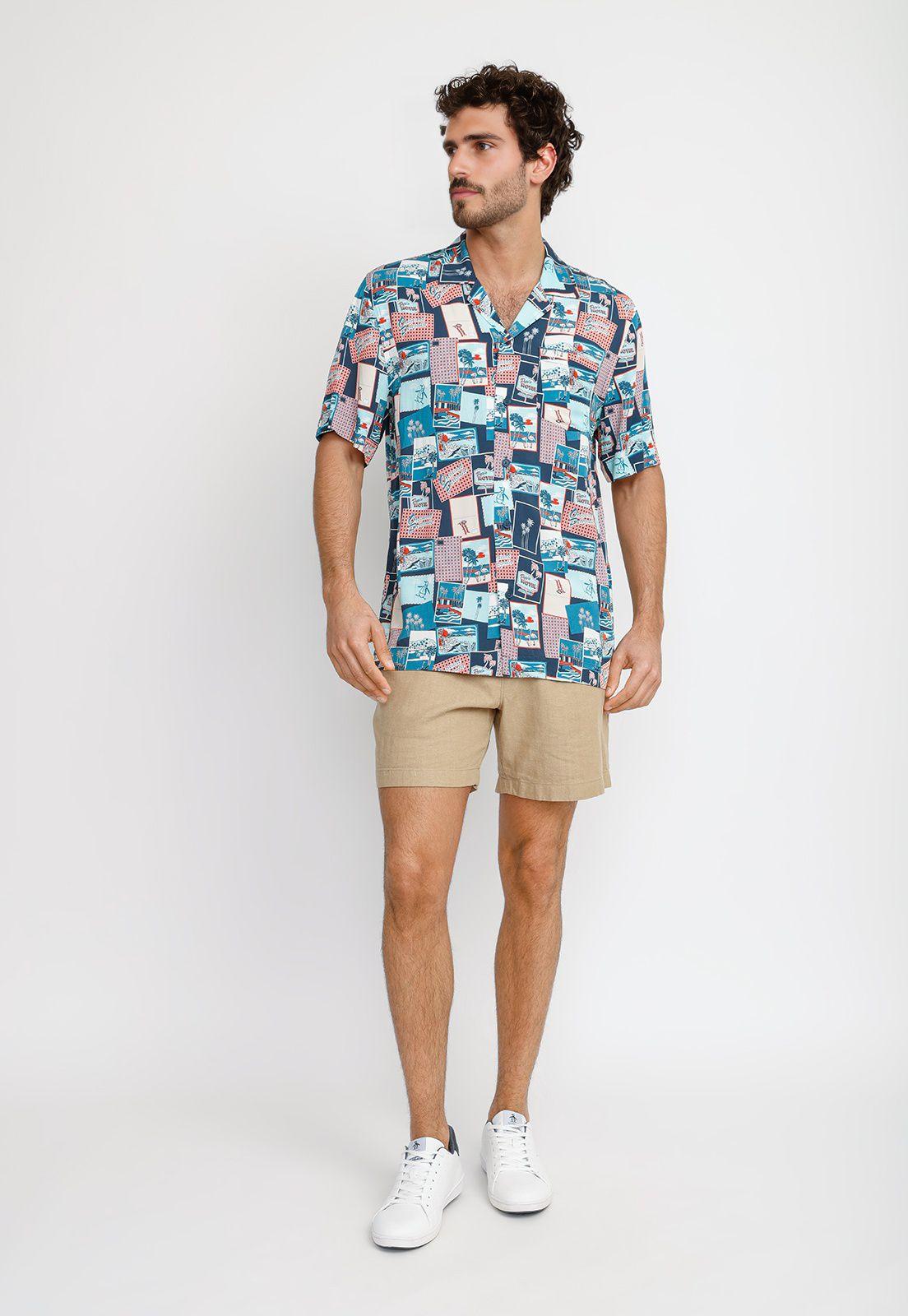 Camisa Hombre Manga Corta Estampada OPWS2520-0