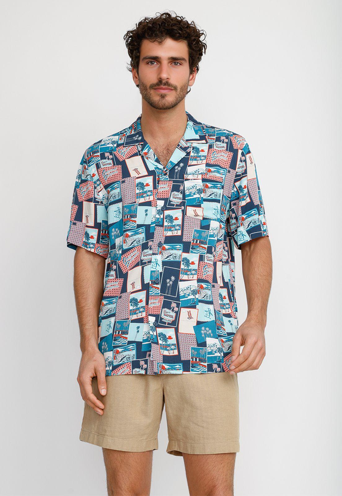 Camisa Hombre Manga Corta Estampada OPWS2520-1