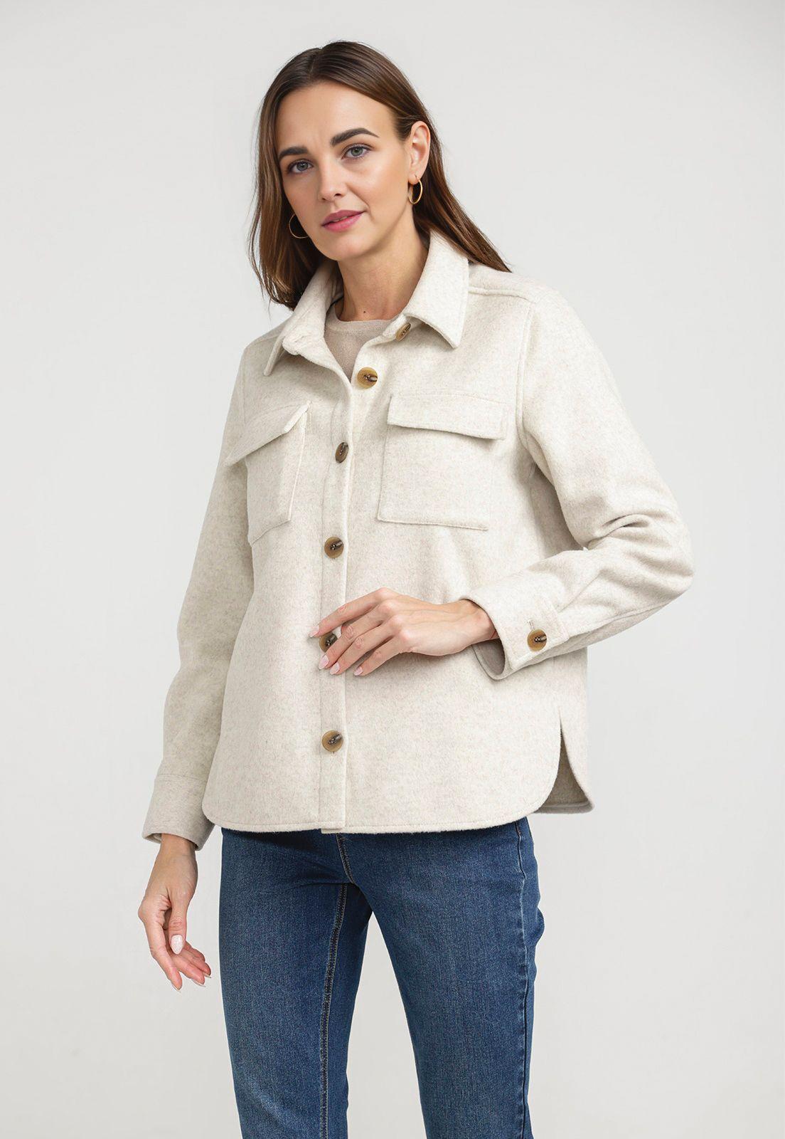 Chaquetón Mujer Abelia Lana Beige-0