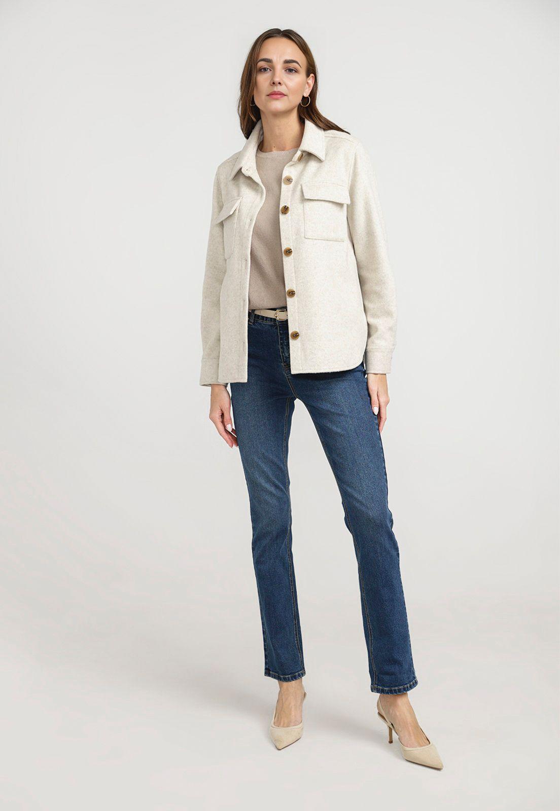 Chaquetón Mujer Abelia Lana Beige-3