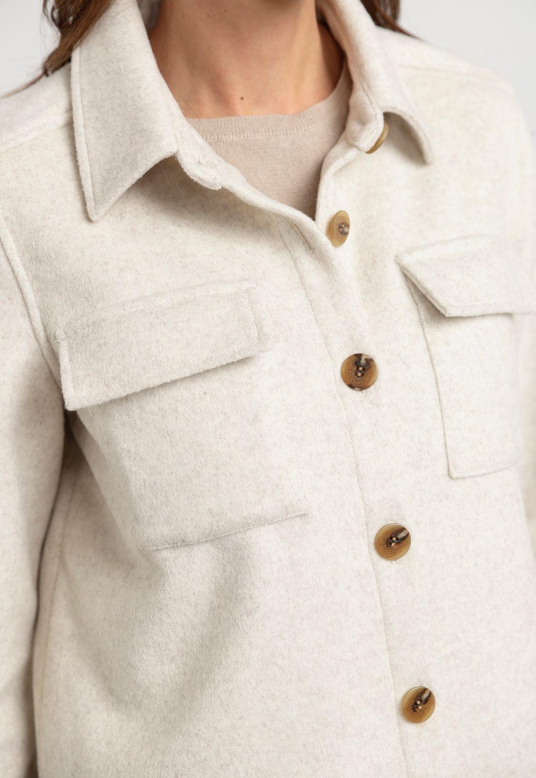 Chaquetón Mujer Abelia Lana Beige-2