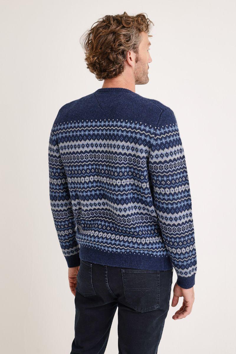 Sweater hombre cuello redondo tribal azul marino-1
