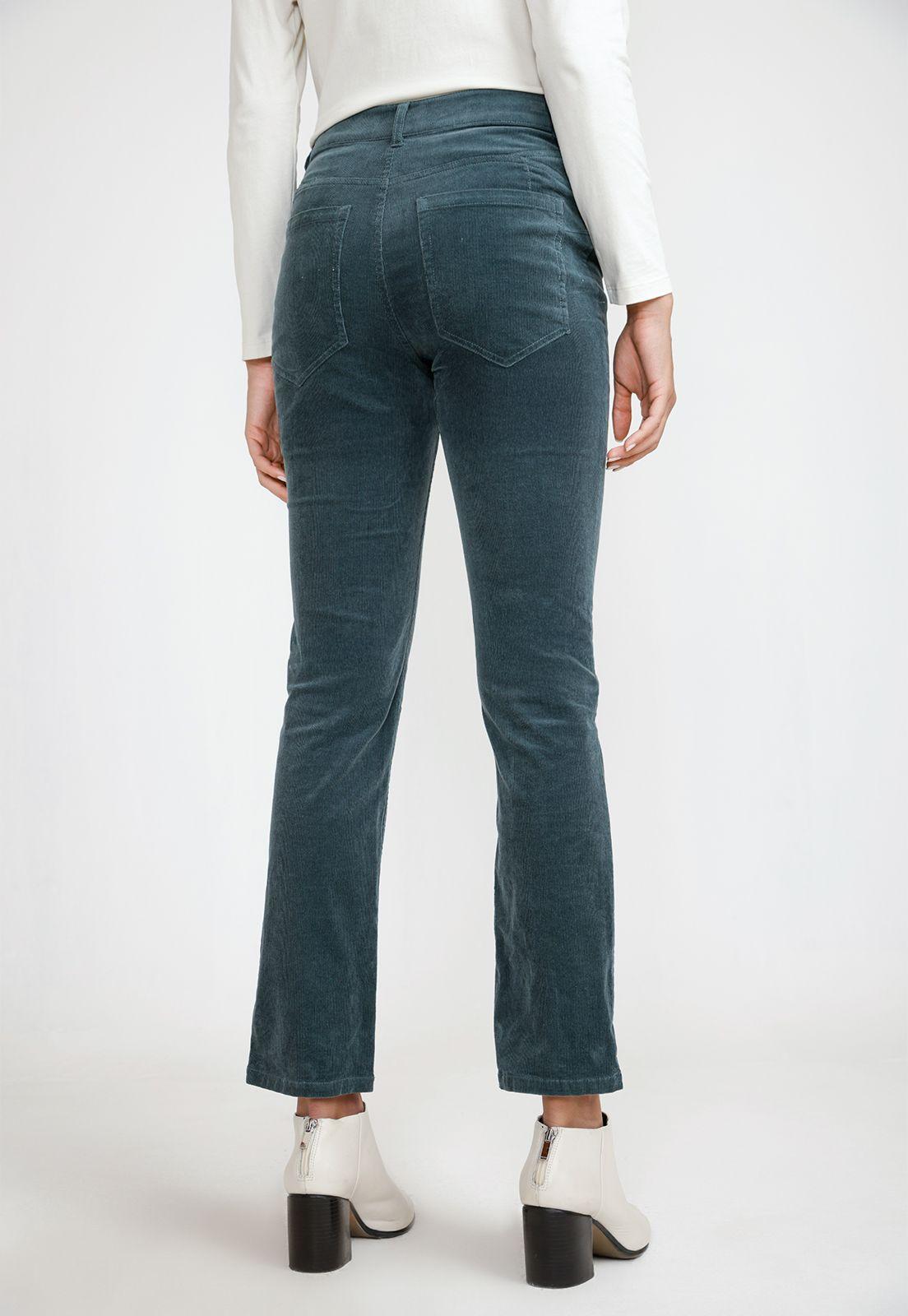 Pantalón Cotelé Mujer Algodón Verde-1
