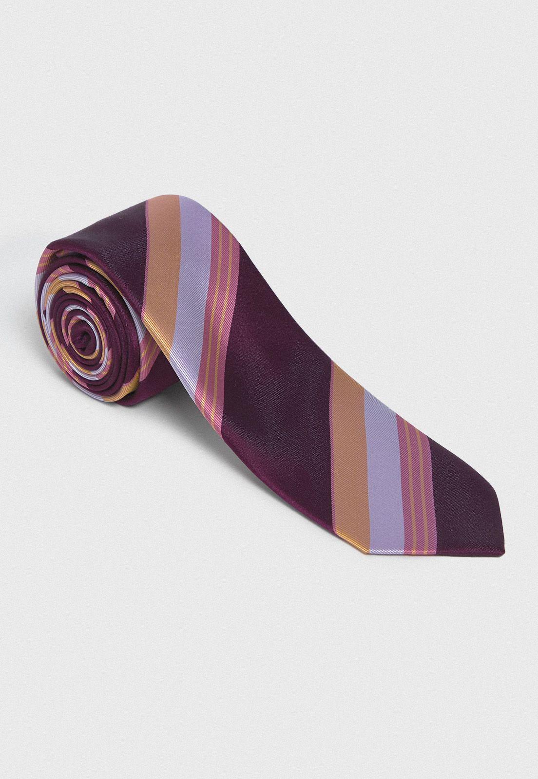 Corbata Formal Hombre Seda Rayas Executive Morado-0