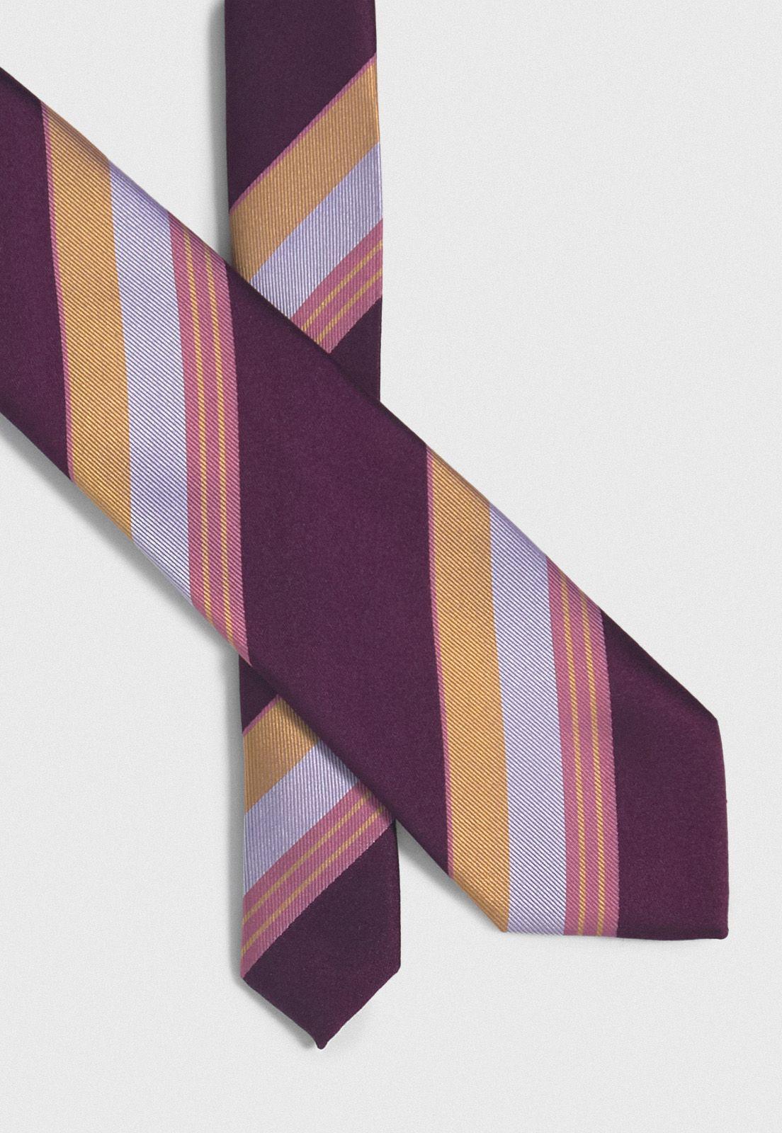 Corbata Formal Hombre Seda Rayas Executive Morado-1