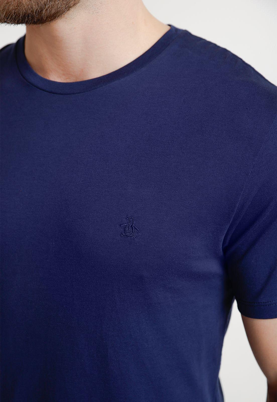Polera De Hombre Algodón Pima Liso Azul-2