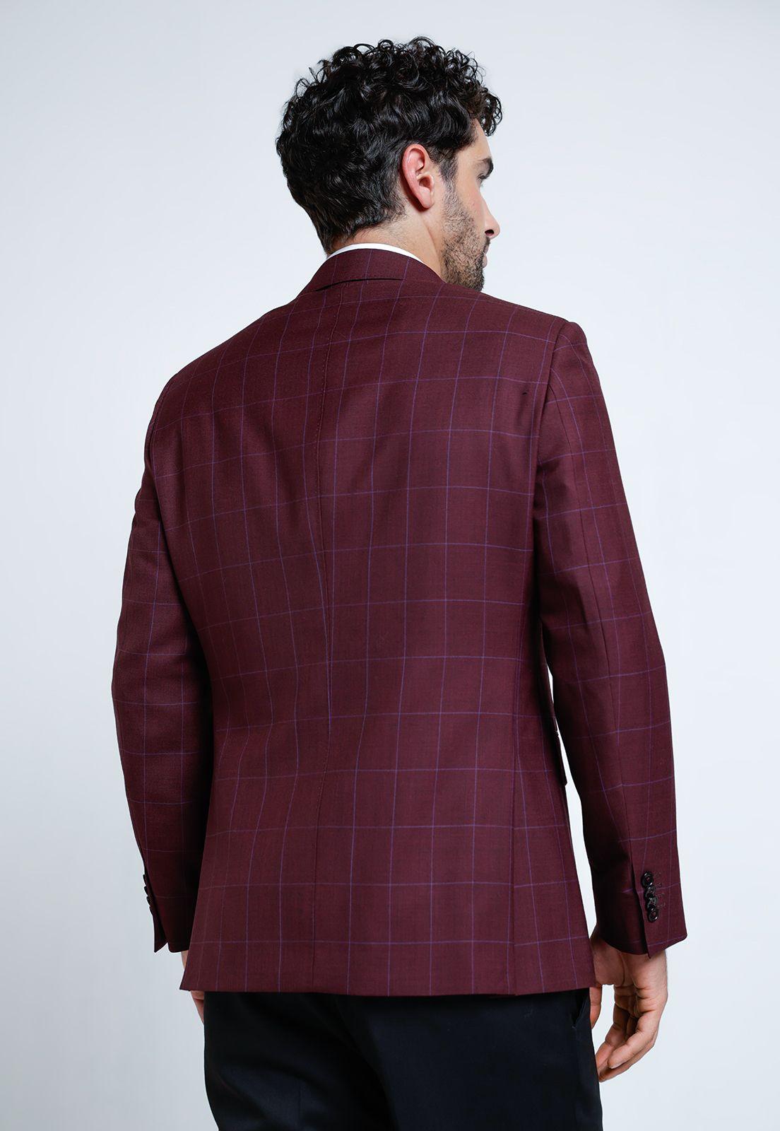 Chaqueta Hombre Formal Lana Slim Executive Burdeo-1