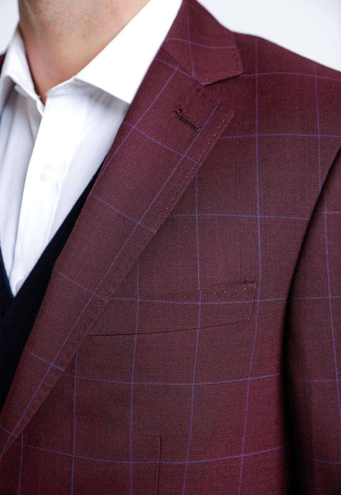 Chaqueta Hombre Formal Lana Slim Executive Burdeo-2