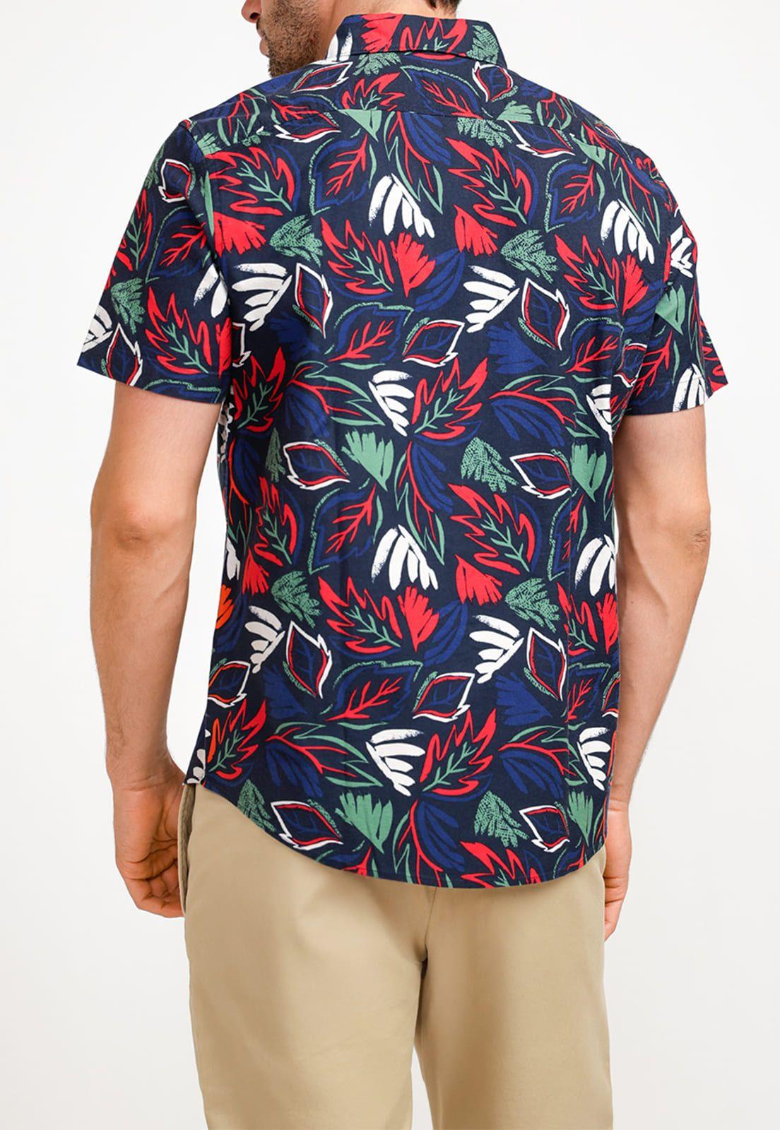 Camisa De Hombre Algodón Estampado Navy-1