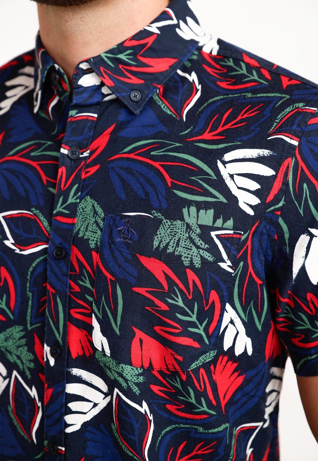 Camisa De Hombre Algodón Estampado Navy-2