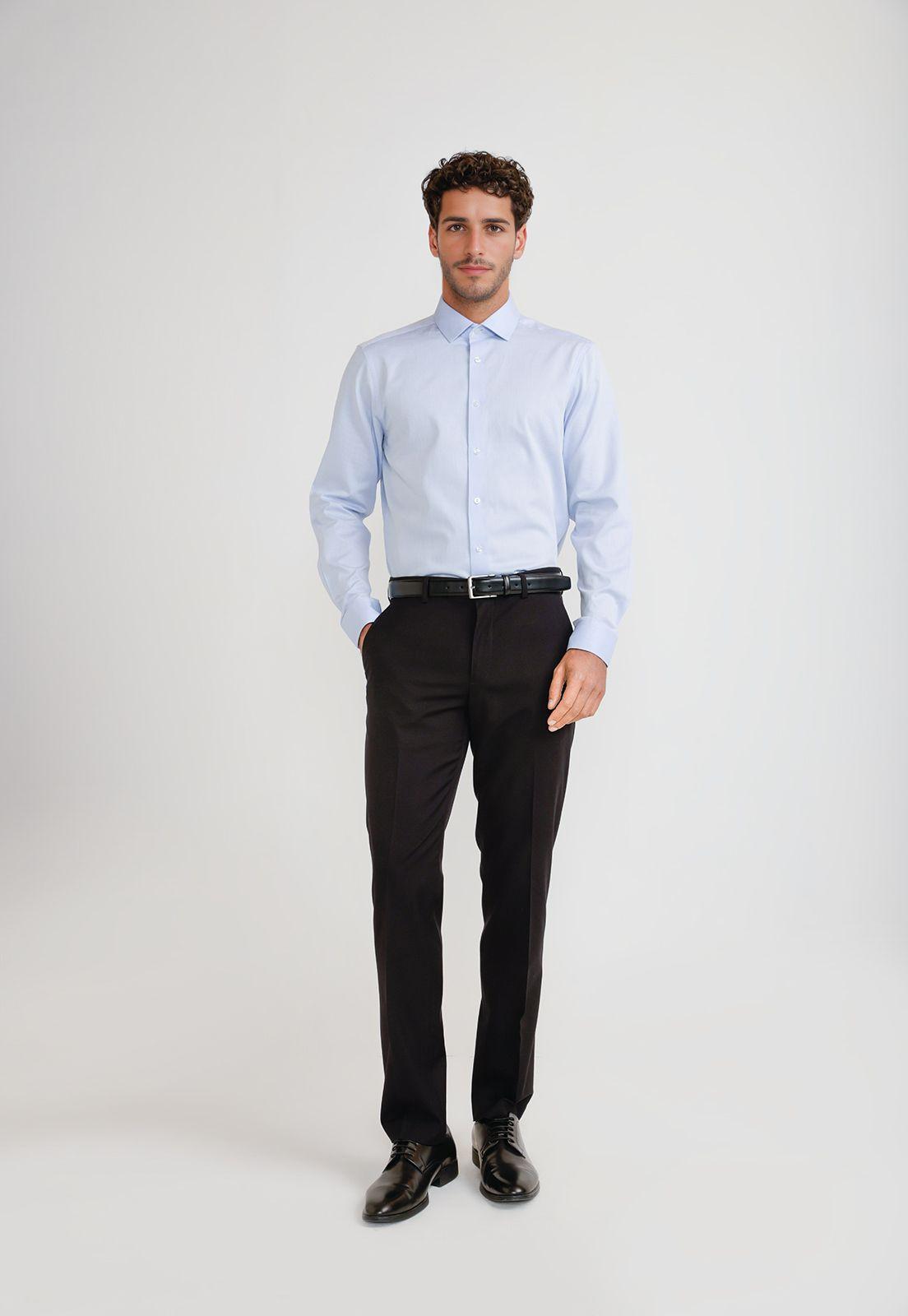 Camisa Hombre Formal Algodón Celeste-3