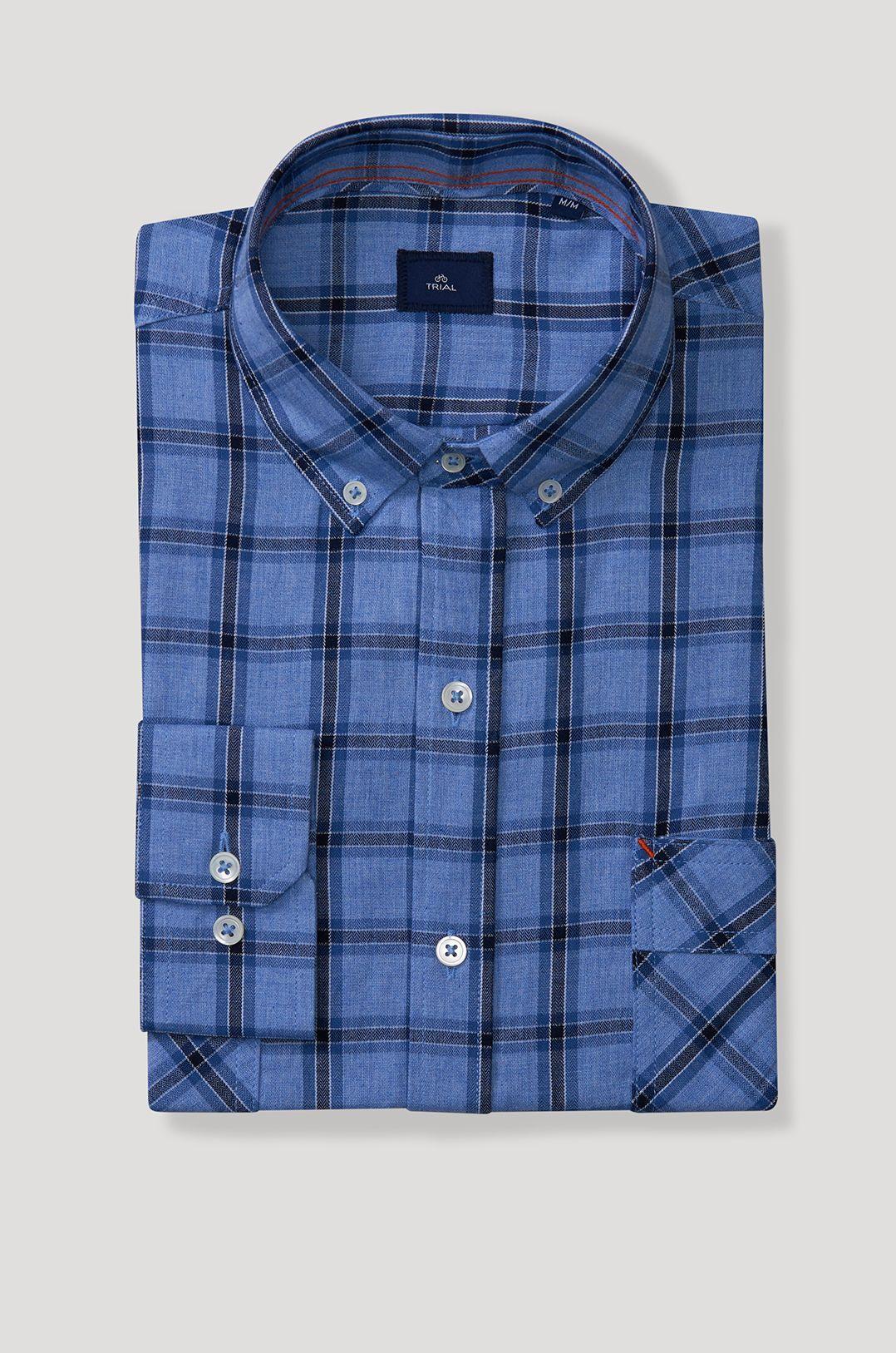 Camisa Casual Cuadros Celeste-3