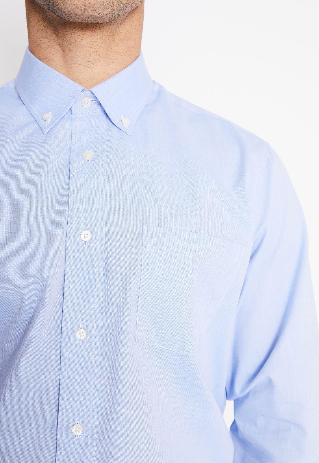 Camisa Formal Hombre Regular Oxford Celeste-2