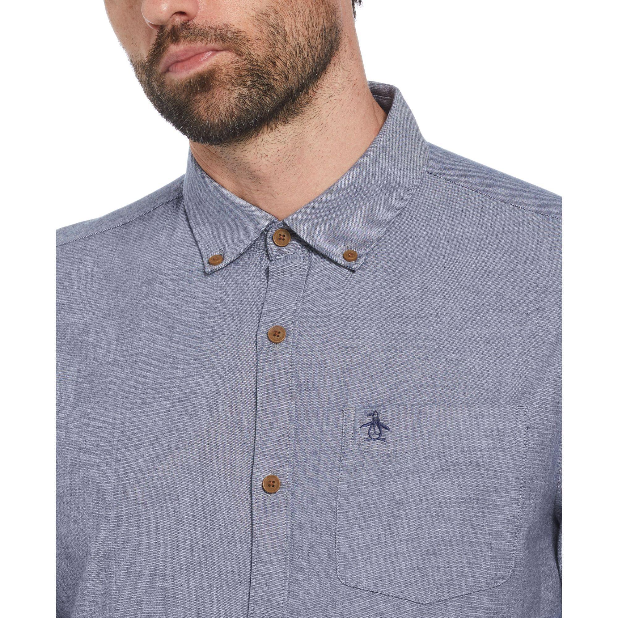 Camisa De Hombre Chambray Azul-2