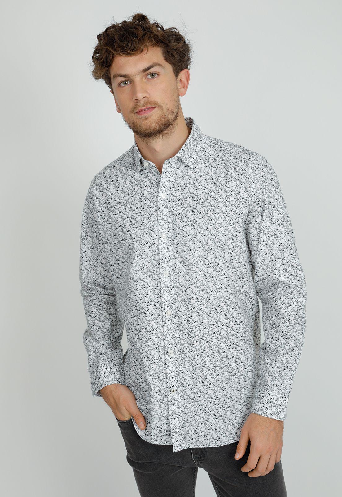 Camisa Manga Larga hombre Slim Fit Barton Algodón Blanco-0